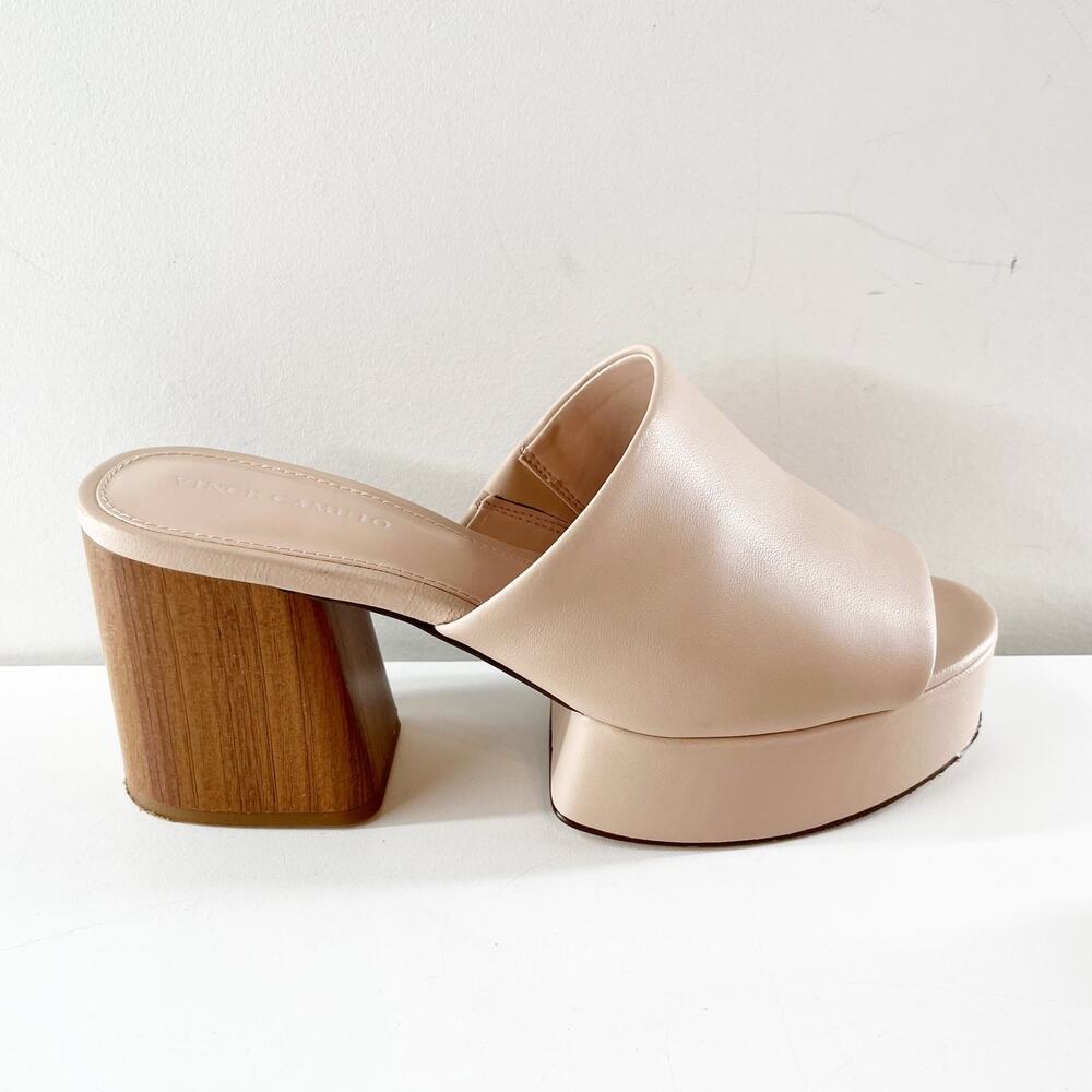 Vince Camuto Feshania Platform Mule Slide Block Heel Sandals Soft Blush Pink 7